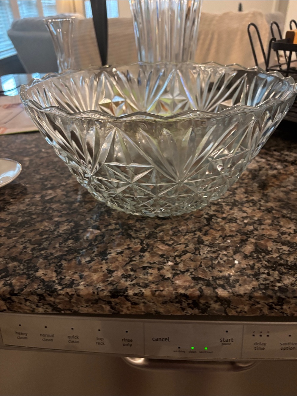 Crystal Cut Glass Serving Bowl - Clear